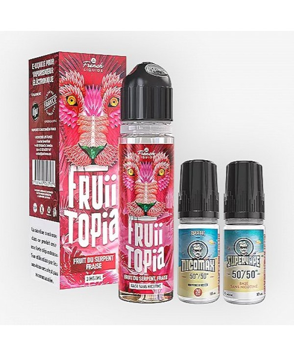 Pack 40ml + Base 50/50 10ml + Nicomax Fruit Du Serpent Fraise Fruiitopia Le French Liquide - 3mg
